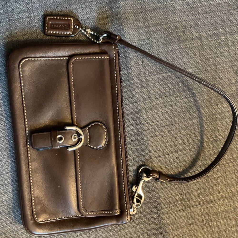 Coach Brown Leather Wristlet